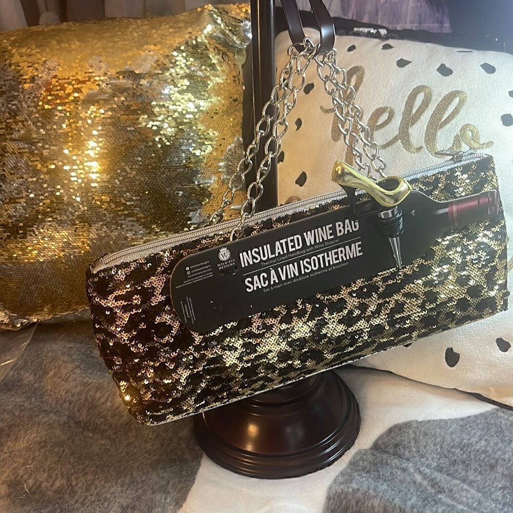Wild Eye Designs x iceware sequin leopard heel Insulated Wine bag/purse